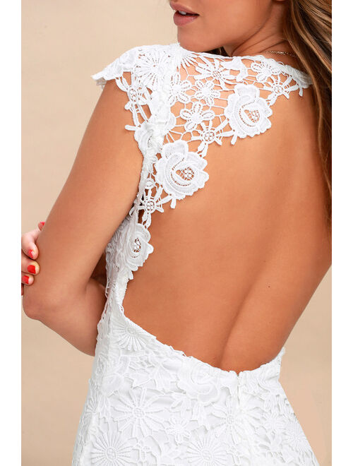 Lulus Romance Language White Backless Lace Dress