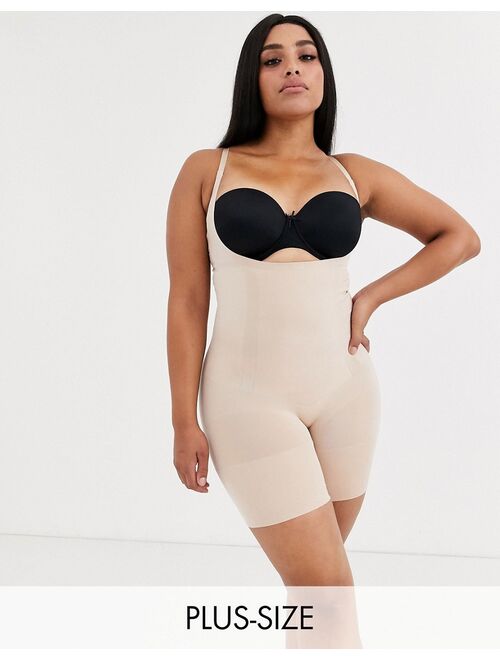 SPANX Plus Size Oncore open bust mid thigh super firm shaping body in beige