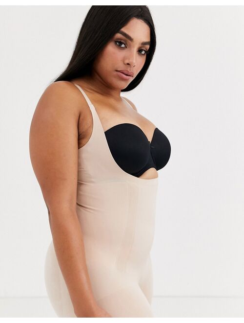 SPANX Plus Size Oncore open bust mid thigh super firm shaping body in beige