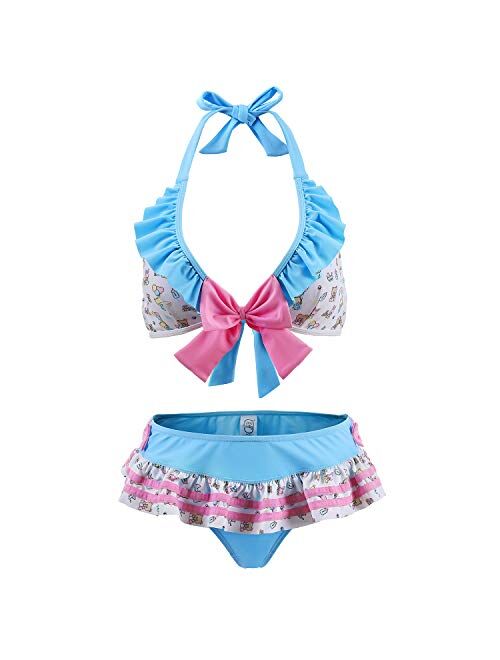 Littleforbig Ruffle Halter V-Neck Bikini Set Two-Piece Swimwear Bathing Suit Swimsuit – Baby Cuties
