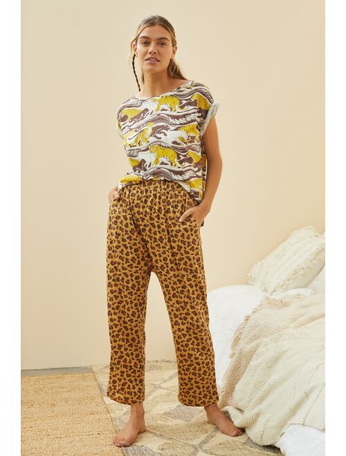 Anthropologie Comfy Cotton Leopard Print Pajama Pants