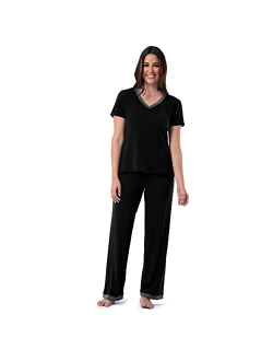 Women's Short Sleeve Tee and Pant 2 Piece Sleep Set