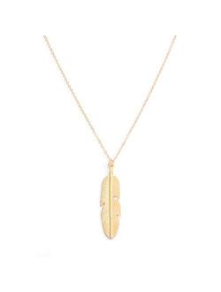 Yalice Boho Feather Pendant Necklace Chain Long Leaf Necklaces Jewelry for Women and Girls