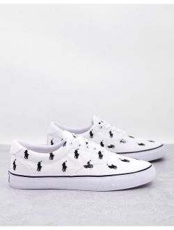thorton sneakers in white with all over pony logo