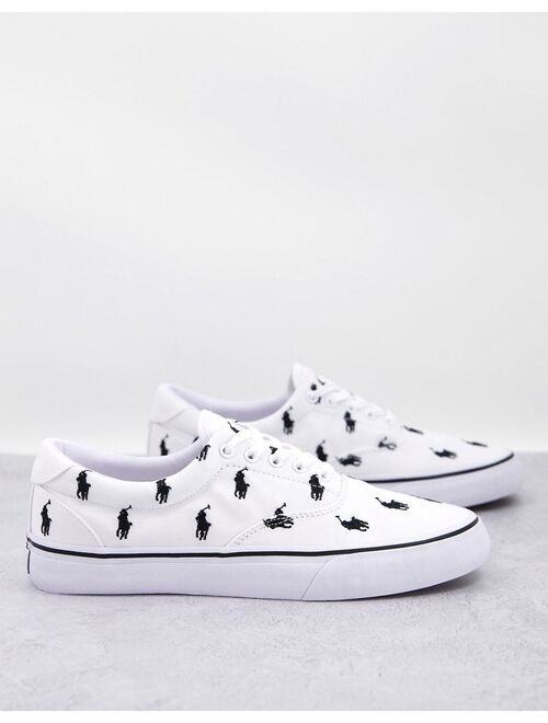 Polo Ralph Lauren thorton sneakers in white with all over pony logo