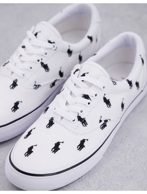 Polo Ralph Lauren thorton sneakers in white with all over pony logo