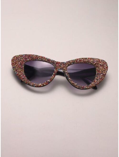 Shein Rhinestone Decor Cat Eye Sunglasses