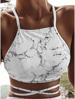 Marble Print Bikini Top