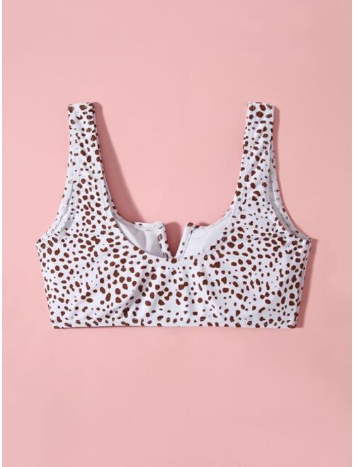 Shein Girls Dalmatian V Wired Bikini Top