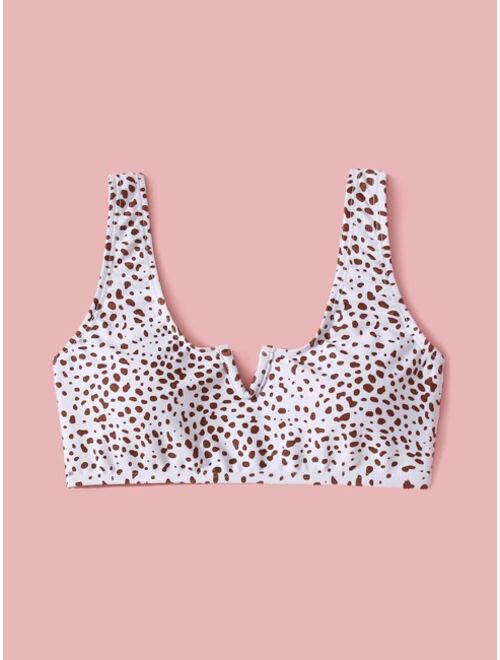 Shein Girls Dalmatian V Wired Bikini Top