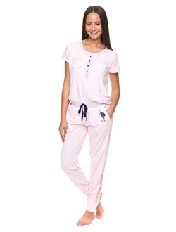 Womens Pajama Set with Pockets - Short Sleeve Shirt and Pajama Pants Pj Set