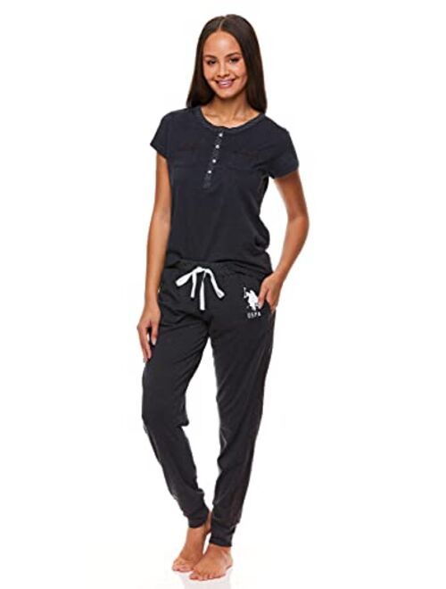 U.S. Polo Assn. Womens Pajama Set with Pockets - Short Sleeve Shirt and Pajama Pants Pj Set