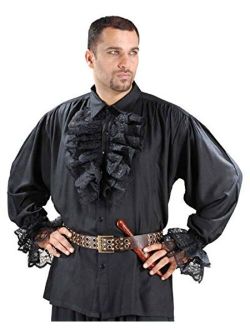 Medieval Poet's Pirate John Calles Shirt Costume [Black]