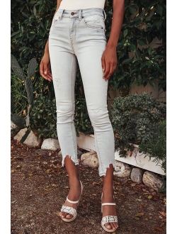 Clara Light Wash Distressed Denim High Rise Cropped Skinny Jeans