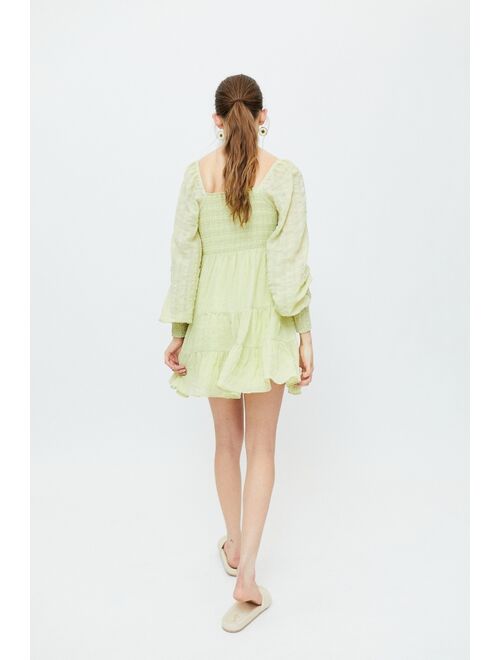 Urban Outfitters UO River Smocked Long Sleeve Mini Dress