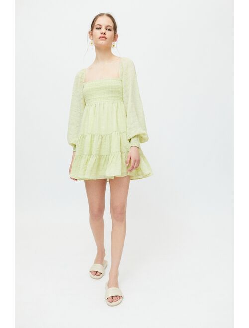 Urban Outfitters UO River Smocked Long Sleeve Mini Dress