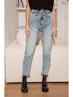 Tobi Medium Wash High-Waisted Paperbag Jeans