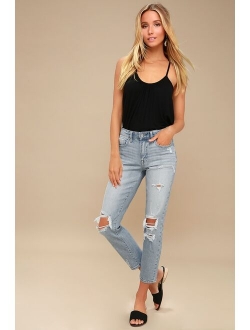 Tobi Medium Wash High-Waisted Paperbag Jeans