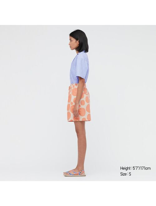 Uniqlo WOMEN LINEN-BLEND SHORTS (MARIMEKKO)