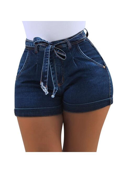 Jeans SUMMER Fashion Sexy Women Denim Jeans High Waist Super Mini Shorts Elastic Destroyed Solid Mid Waists 2019 New AD
