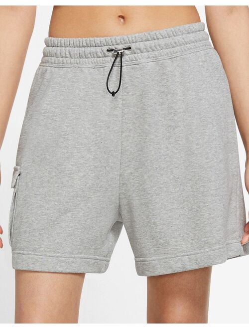 Nike Swoosh high rise utility shorts in gray heather