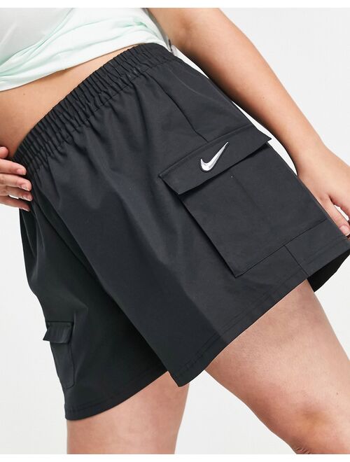 Nike Plus Swoosh high rise woven utility shorts in green
