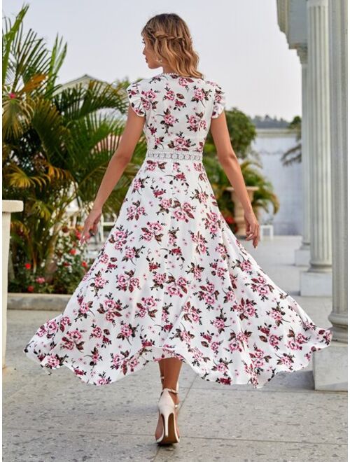 Shein All Over Floral Print High Low Hem A-line Dress