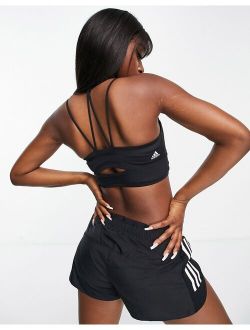 Training Yoga longline strappy medium support sports bra in black