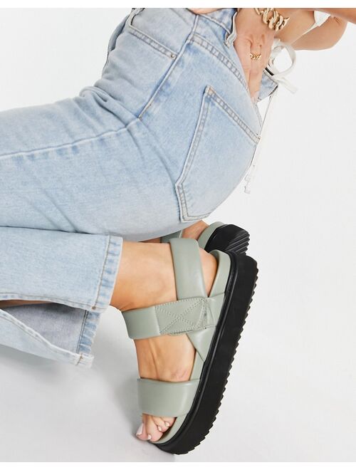 ASOS DESIGN Fetch chunky padded sandals in sage green