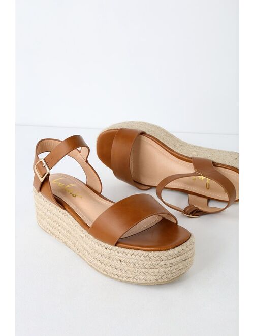 Lulus Corsa Tan Espadrille Flatform Sandals