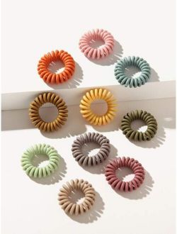 10pcs Colorful Telephone Wire Hair Tie