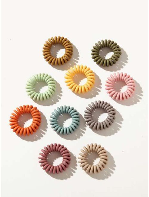 Shein 10pcs Colorful Telephone Wire Hair Tie