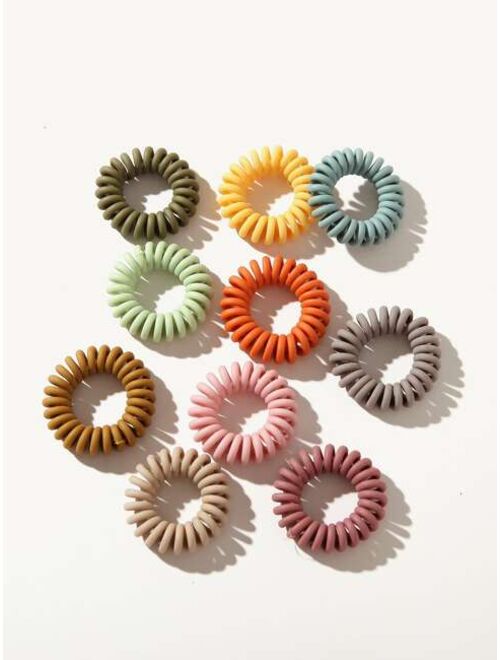 Shein 10pcs Colorful Telephone Wire Hair Tie