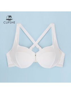 Push Up Underwire Bikini Top Only For Women Sexy White Rib Back Hook Tank Top 2021 Separate Swimsuit Bathing Bra Top