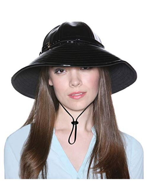 VINRELLA Rain Hat for Woman with Adjustable Chin Strap - Waterproof, Sun Protection, Bucket Hat, Patent Sun Hat, One Size
