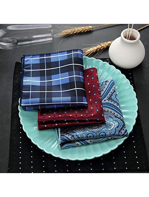 SATINIOR 47 Pieces Men Pocket Square Handkerchief Soft Colored Hankies for Party Wedding, Multicoloured, 8.3 x 8.3 inch/ 21 x 21 cm