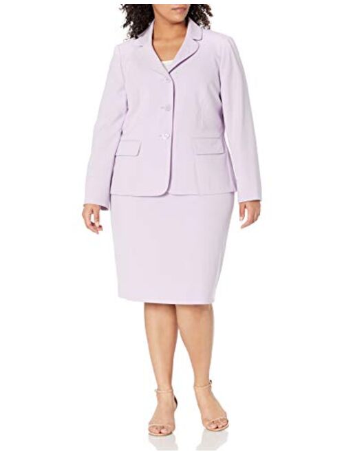 Le Suit Women's 3 Button Notch Collar Slim Skirt Suit