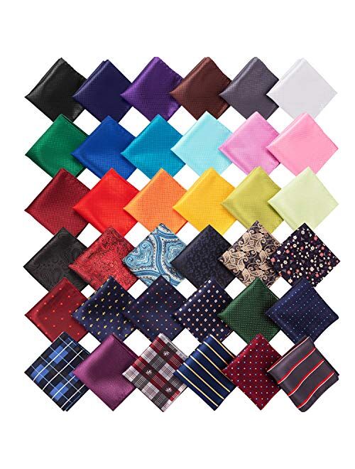 SATINIOR 36 Pieces Pocket Square Handkerchief Soft Colored Hankies for Men Party Wedding, As Pictures Shown, 21 x 21 cm/ 8.3 x 8.3 inch