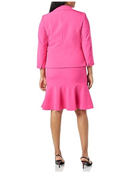 Le Suit Women's 3 Button Crepe Skirt Suit