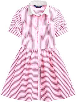 Silky Finish-Stripe Shirt Dress (Big Kids)