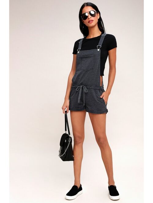 Z Supply Candace Washed Black Short Overalls