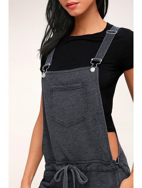 Z Supply Candace Washed Black Short Overalls