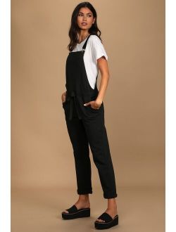 Always On Point Black Drawstring Cuffed Overalls