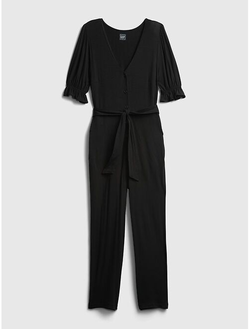 GAP Button-Front Relaxed Fit Jumpsuit