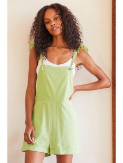 Good Days Always Sage Green Ruffled Overall Romper