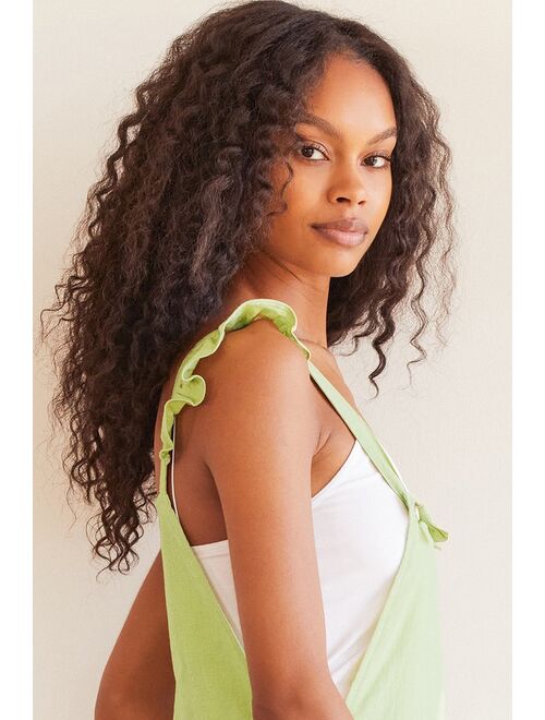 Lulus Good Days Always Sage Green Ruffled Overall Romper
