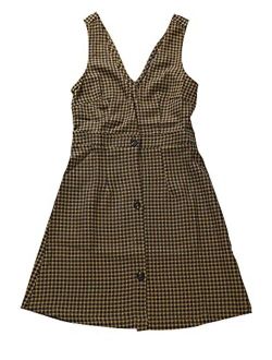 Women's Valentine's Day Overalls Suspenders Plaid Houndstooth Pinafore Dress
