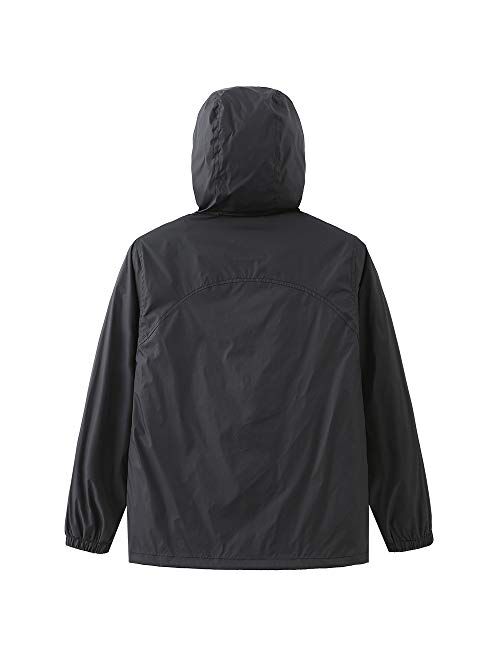 Boys Waterproof Rain Jacket, Lightweight Active Hooded Raincoat 6-14