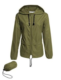 Avoogue Raincoat Women Lightweight Waterproof Rain Jackets Packable Outdoor Hooded Windbreaker