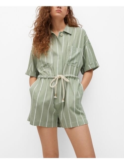 Women's Belt Linen Jumpsuit